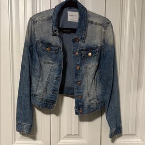 Celebrity Pink Faded Distressed Blue Jean Jacket - Medium